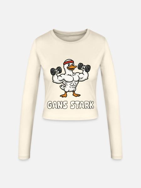 Gans Stark Muskelgans im Fitness-Style - Frauen Slim Fit Langarmshirt - Creme