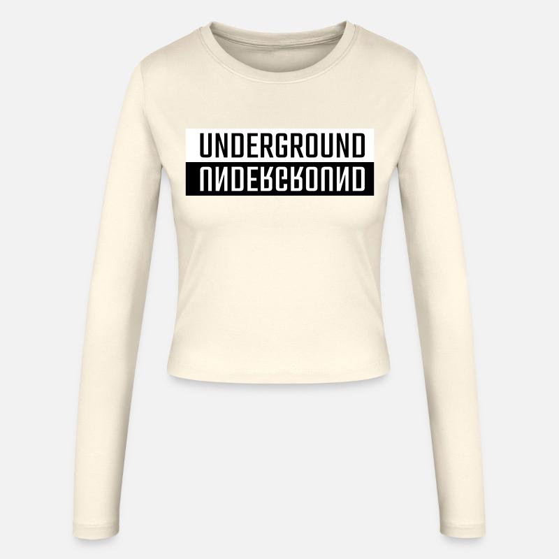 Background double font - Women's Slim Fit Longsleeve - creme