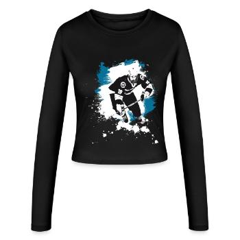 rondelle de hockey joueur de hockey attaque ours polaires requins - Manches longues slim fit Femme - noir - Devant - AI Model Female 172 light (172cm)