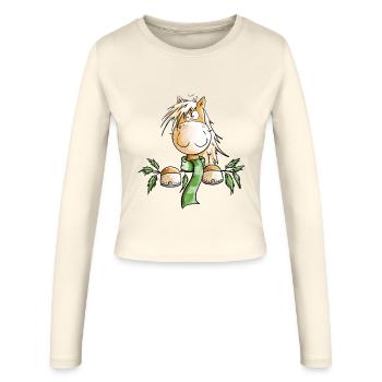 Winter Pferd I Pferdemotiv Fun - Frauen Slim Fit Langarmshirt - Creme - Vorne - AI Model Female 172 light (172cm)