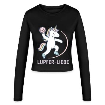 Licorne Handball Lupferliebe, lancer tendre - Manches longues slim fit Femme - noir - Devant - AI Model Female 172 light (172cm)