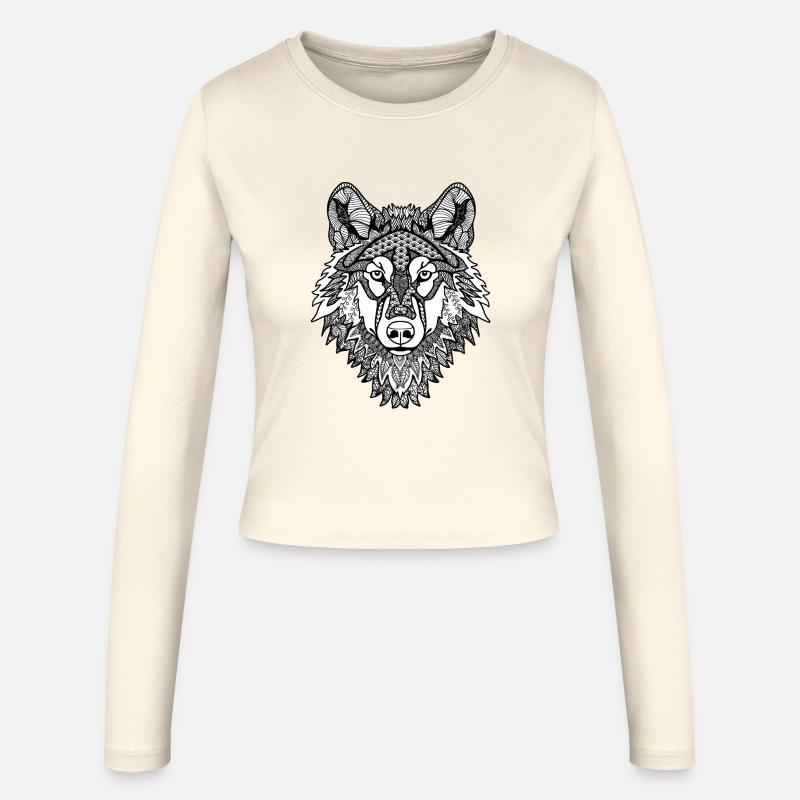Mandala Wolf - Women's Slim Fit Longsleeve - creme