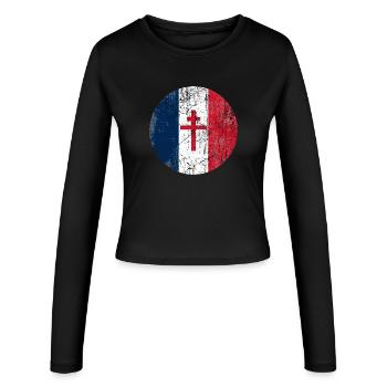 France croix de Lorraine drapeau France blason - Women's Slim Fit Longsleeve - black - Front - AI Model Female 172 light (172cm)