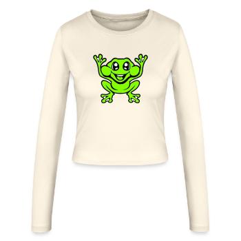 Frog Toad Laughs Funny Jumping Happy Comic - Women's Slim Fit Longsleeve - creme - Front - AI Model Female 172 light (172cm)