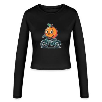Des fruits orange sur le vélo - Manches longues slim fit Femme - noir - Devant - AI Model Female 172 light (172cm)