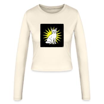 Cool cat in pop art & punk rock style - Women's Slim Fit Longsleeve - creme - Front - AI Model Female 172 light (172cm)