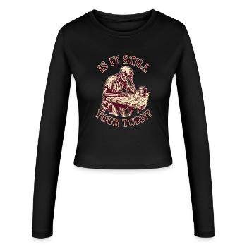 Is It Still Your Turn? Funny Gaming Skeleton - Women's Slim Fit Longsleeve - black - Front - AI Model Female 172 light (172cm)