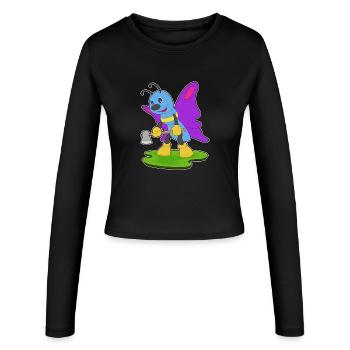 Forêt de la Hache du Bûcheron Papillon - Manches longues slim fit Femme - noir - Devant - AI Model Female 172 light (172cm)