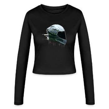 Cyber Moto Casque Glitch Racing Future Gamer - Manches longues slim fit Femme - noir - Devant - AI Model Female 172 light (172cm)
