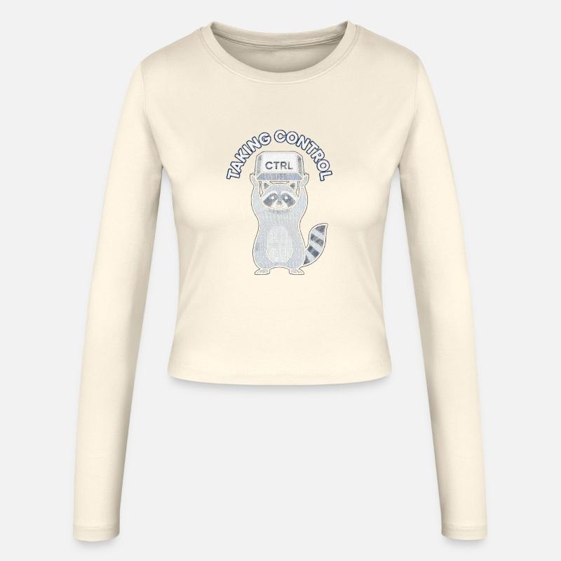 Raccoon Ctrl: Taking Control - Women's Slim Fit Longsleeve - creme