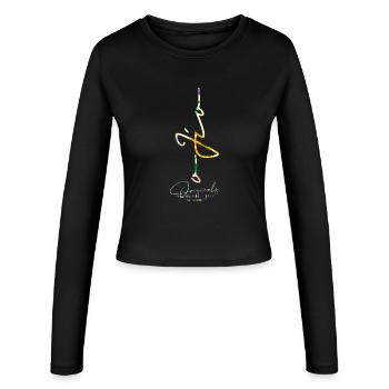 Ojio - Nur die Originale - Bunte Tanzlinie - Frauen Slim Fit Langarmshirt - Schwarz - Vorne - AI Model Female 172 light (172cm)