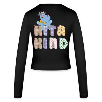 Kita Kind - Frauen Slim Fit Langarmshirt - Schwarz - Hinten - AI Model Female 172 light (172cm)