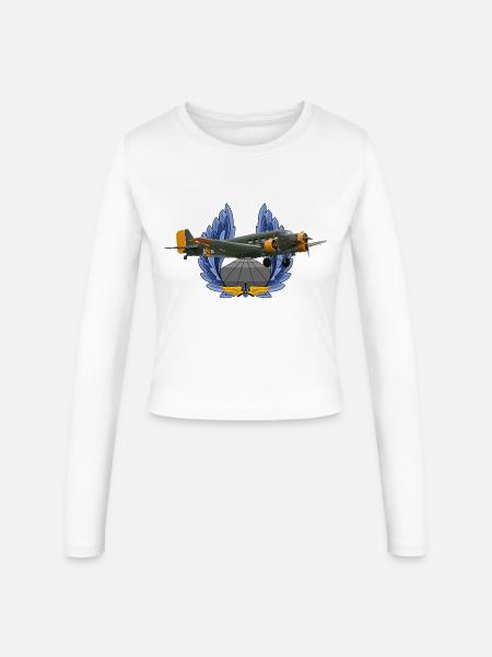 Ju-52 - Frauen Slim Fit Langarmshirt - Weiß