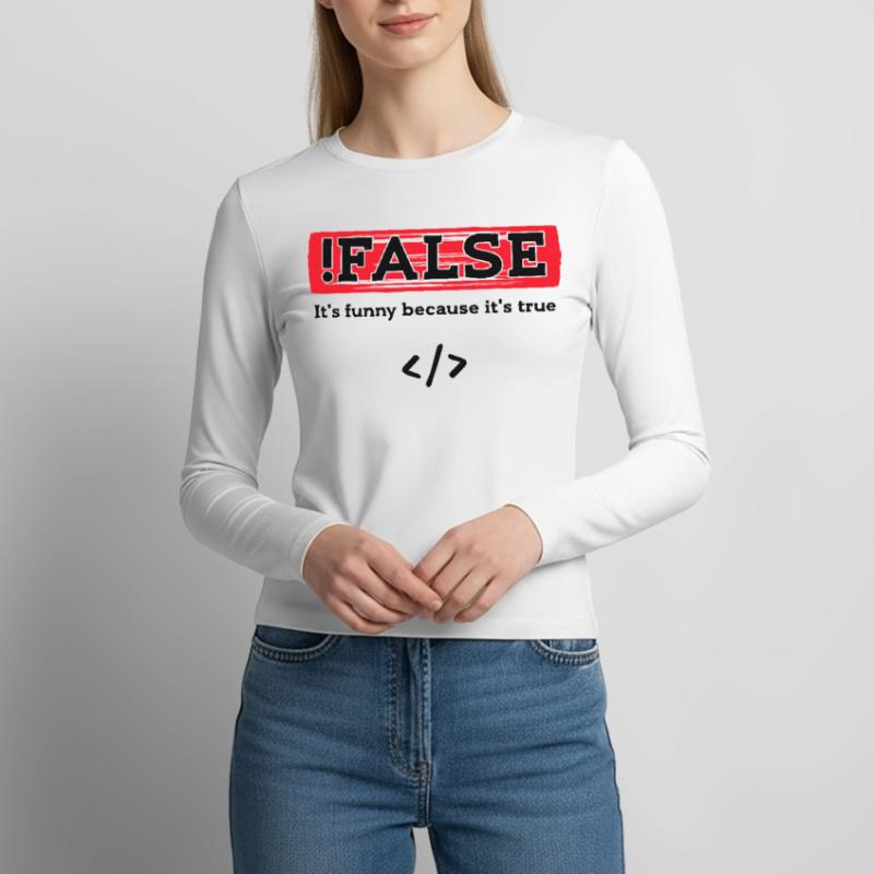 Code Debug Programmer Developer Funny Sayings Women's Slim Fit Longsleeve