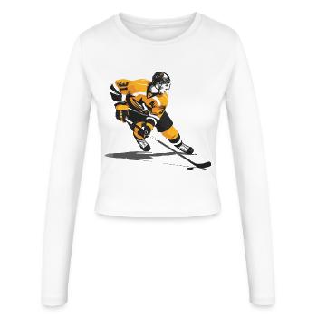Eishockeyspieler - Frauen Slim Fit Langarmshirt - Weiß - Vorne - AI Model Female 172 light (172cm)