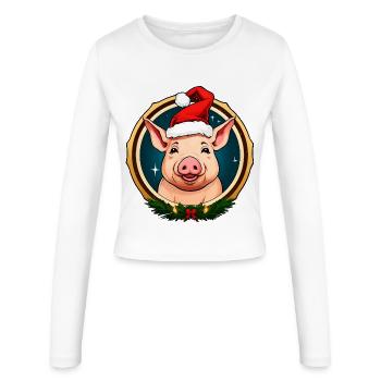 Cerdos de Navidad - Camiseta de manga larga Slim Fir mujer - blanco - delante - AI Model Female 172 light (172cm)