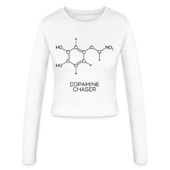 Dopamine Chaser Molekül - Frauen Slim Fit Langarmshirt - Weiß - Vorne - AI Model Female 172 light (172cm)