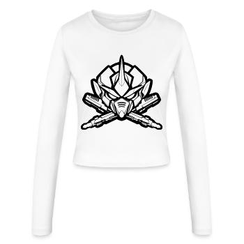 One Bulky Mech - Logo Head v2 - Frauen Slim Fit Langarmshirt - Weiß - Vorne - AI Model Female 172 light (172cm)