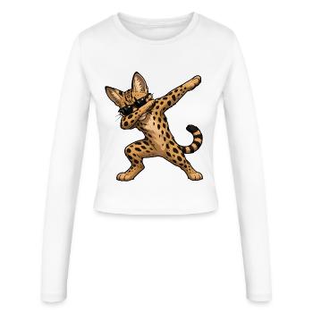 Dabbing Savannah Cat - Women's Slim Fit Longsleeve - white - Front - AI Model Female 172 light (172cm)