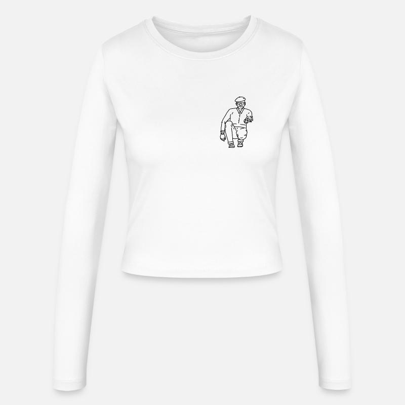 Giocatore di bocce mancino - Maglietta a maniche lunghe slim fit da donna - bianco