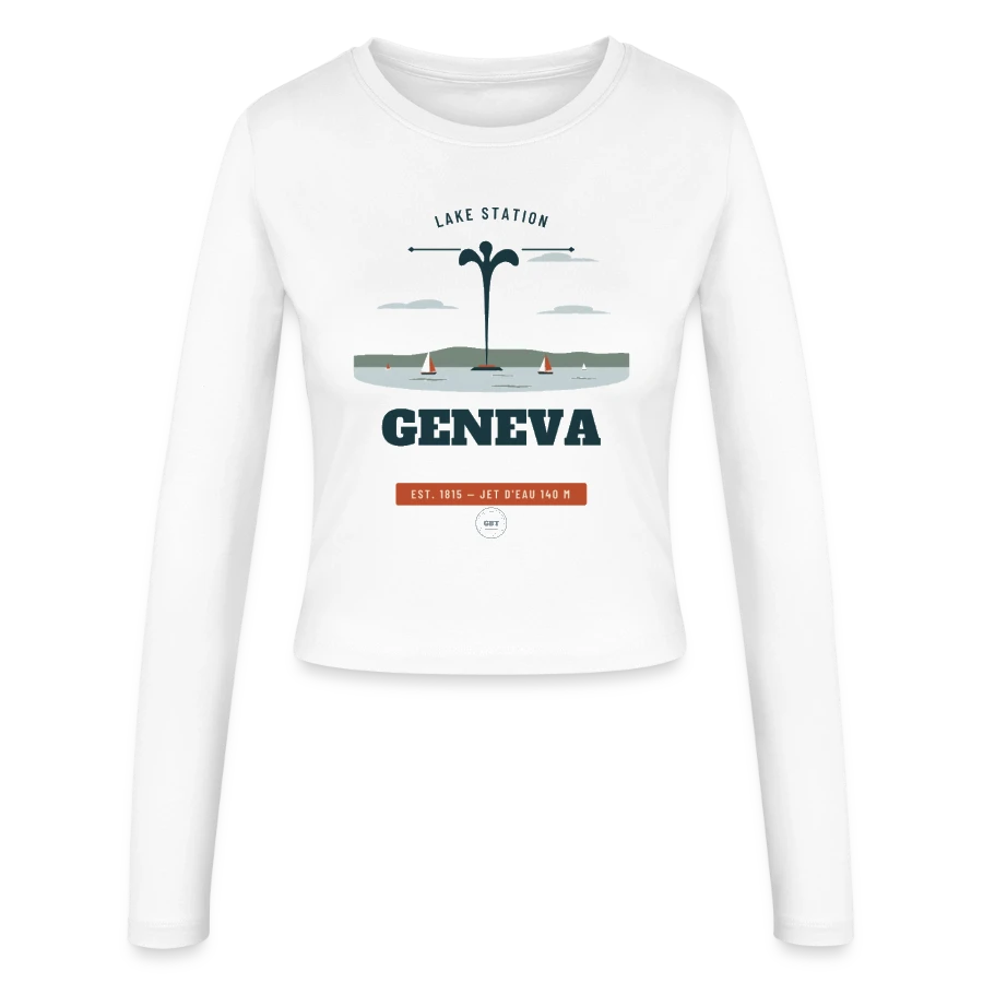 Geneva badge on a women's slim fit longsleeve, white