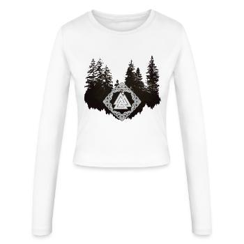 Valknut viking germani noeuds arbres forestiers - Manches longues slim fit Femme - blanc - Devant - AI Model Female 172 light (172cm)