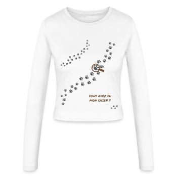 Vous avez vu mon chien ? humour chien Version 2 - Manches longues slim fit Femme - blanc - Devant - AI Model Female 172 light (172cm)