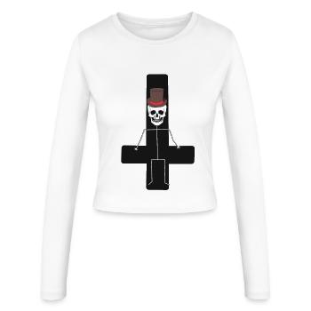 Fantasy Halloween Dark Kreuz Skelett Horror Tod - Frauen Slim Fit Langarmshirt - Weiß - Vorne - AI Model Female 172 light (172cm)