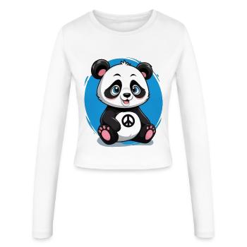 Panda mignon et pacifique - Manches longues slim fit Femme - blanc - Devant - AI Model Female 172 light (172cm)