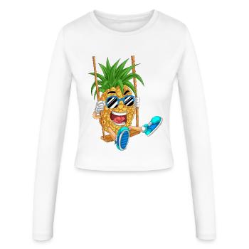 Verspielte Ananas auf Schaukel Design - Frauen Slim Fit Langarmshirt - Weiß - Vorne - AI Model Female 172 light (172cm)