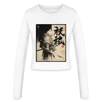 Chat samouraï, guerrier et combattant japonais - Manches longues slim fit Femme - blanc - Devant - AI Model Female 172 light (172cm)