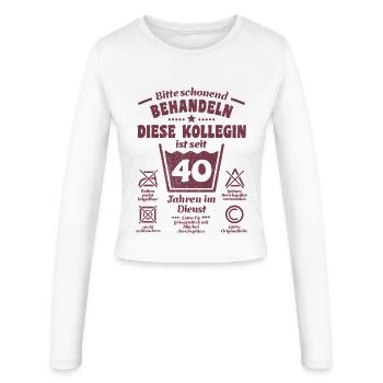 40 ans de service - Traiter avec soin - collègue - Manches longues slim fit Femme - blanc - Devant - AI Model Female 172 light (172cm)