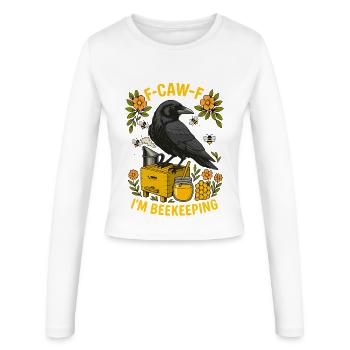 F-Caw-F crow funny - Frauen Slim Fit Langarmshirt - Weiß - Vorne - AI Model Female 172 light (172cm)