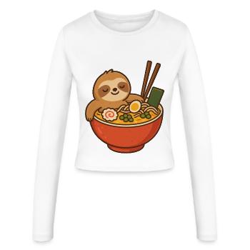 Sloth Ramen Snuggle Design - Women's Slim Fit Longsleeve - white - Front - AI Model Female 172 light (172cm)