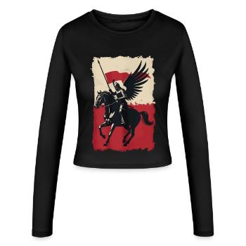 Hussard polonais avec motif de drapeau - Manches longues slim fit Femme - noir - Devant - AI Model Female 172 light (172cm)