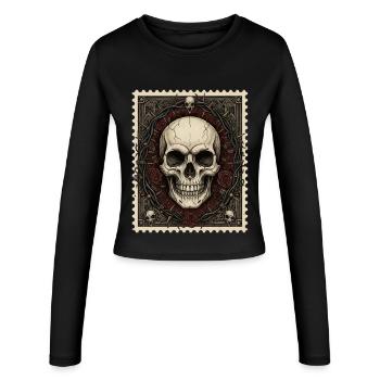 Crâne Couronne de roses Art gothique - Manches longues slim fit Femme - noir - Devant - AI Model Female 172 light (172cm)
