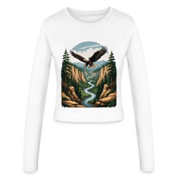 Adler über Schluchtwald - Frauen Slim Fit Langarmshirt - Weiß - Vorne - AI Model Female 172 light (172cm)