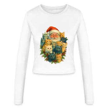 Diversité du chat Noël - Manches longues slim fit Femme - blanc - Devant - AI Model Female 172 light (172cm)
