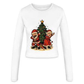 Christmas Dabbing Santa, funny couple motif - Women's Slim Fit Longsleeve - white - Front - AI Model Female 172 light (172cm)