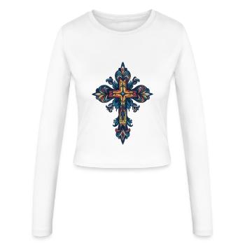 Croix chrétienne - Manches longues slim fit Femme - blanc - Devant - AI Model Female 172 light (172cm)