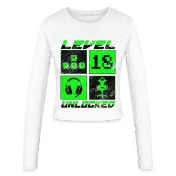 level 18 unlocked - Frauen Slim Fit Langarmshirt - Weiß - Vorne - AI Model Female 172 light (172cm)