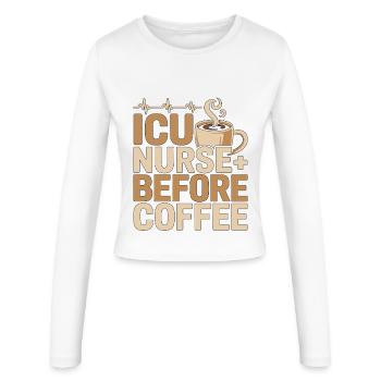 Infirmière en soins intensifs avant la médecine Amante du café en première ligne - Manches longues slim fit Femme - blanc - Devant - AI Model Female 172 light (172cm)