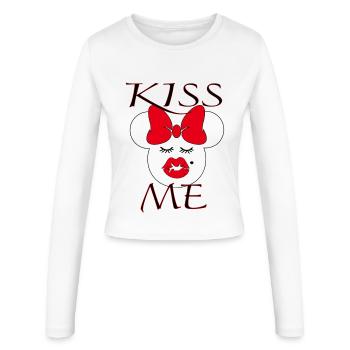 Kiss Me – Cute Red Bow Love Design - Women's Slim Fit Longsleeve - white - Front - AI Model Female 172 light (172cm)