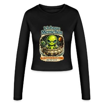 Aliens : Je déteste les humains - Manches longues slim fit Femme - noir - Devant - AI Model Female 172 light (172cm)