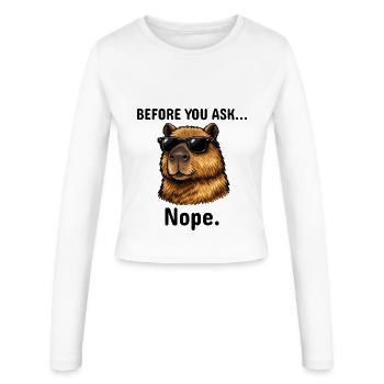 Capybara NOPE Not today Retro T-Shirt - Women's Slim Fit Longsleeve - white - Front - AI Model Female 172 light (172cm)