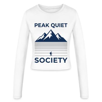 PEAK QUIET Bergsilhouette Motiv - Frauen Slim Fit Langarmshirt - Weiß - Vorne - AI Model Female 172 light (172cm)