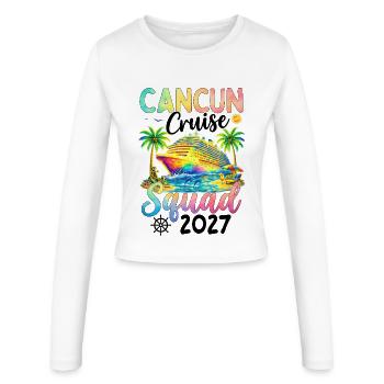 Équipe de croisière de Cancún 2027 - Manches longues slim fit Femme - blanc - Devant - AI Model Female 172 light (172cm)