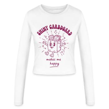 Shiny Cardboard Makes Me Happy Trading Card Binder - Women's Slim Fit Longsleeve - white - Front - AI Model Female 172 light (172cm)