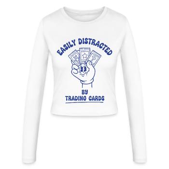 Leicht vom Sammelkarten-Sammler abgelenkt - Frauen Slim Fit Langarmshirt - Weiß - Vorne - AI Model Female 172 light (172cm)