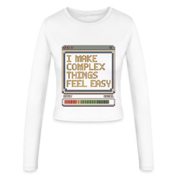 UX/UI Designer I Make Complex Things Web Designer - Frauen Slim Fit Langarmshirt - Weiß - Vorne - AI Model Female 172 light (172cm)